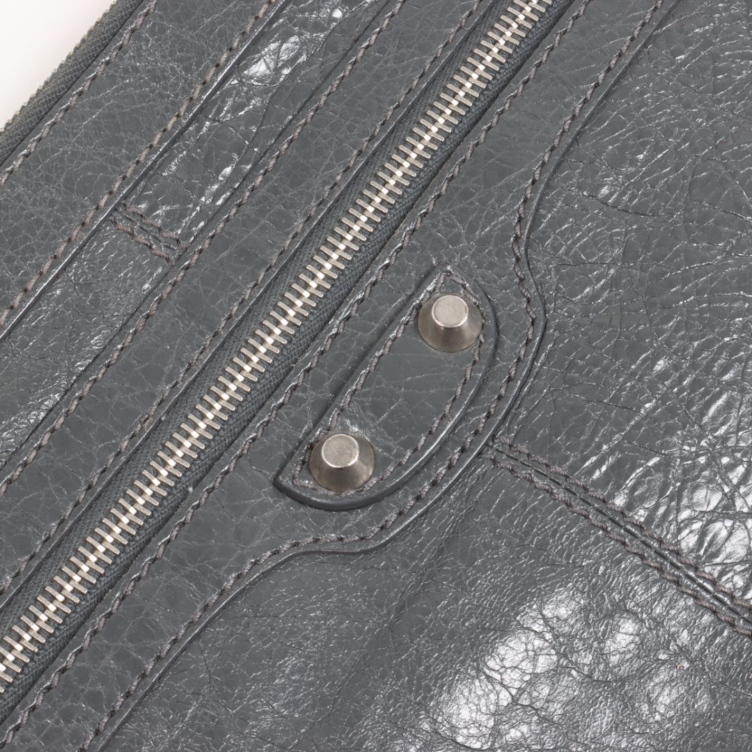 Balenciaga Leather Motorcross Classic Clip Clutch