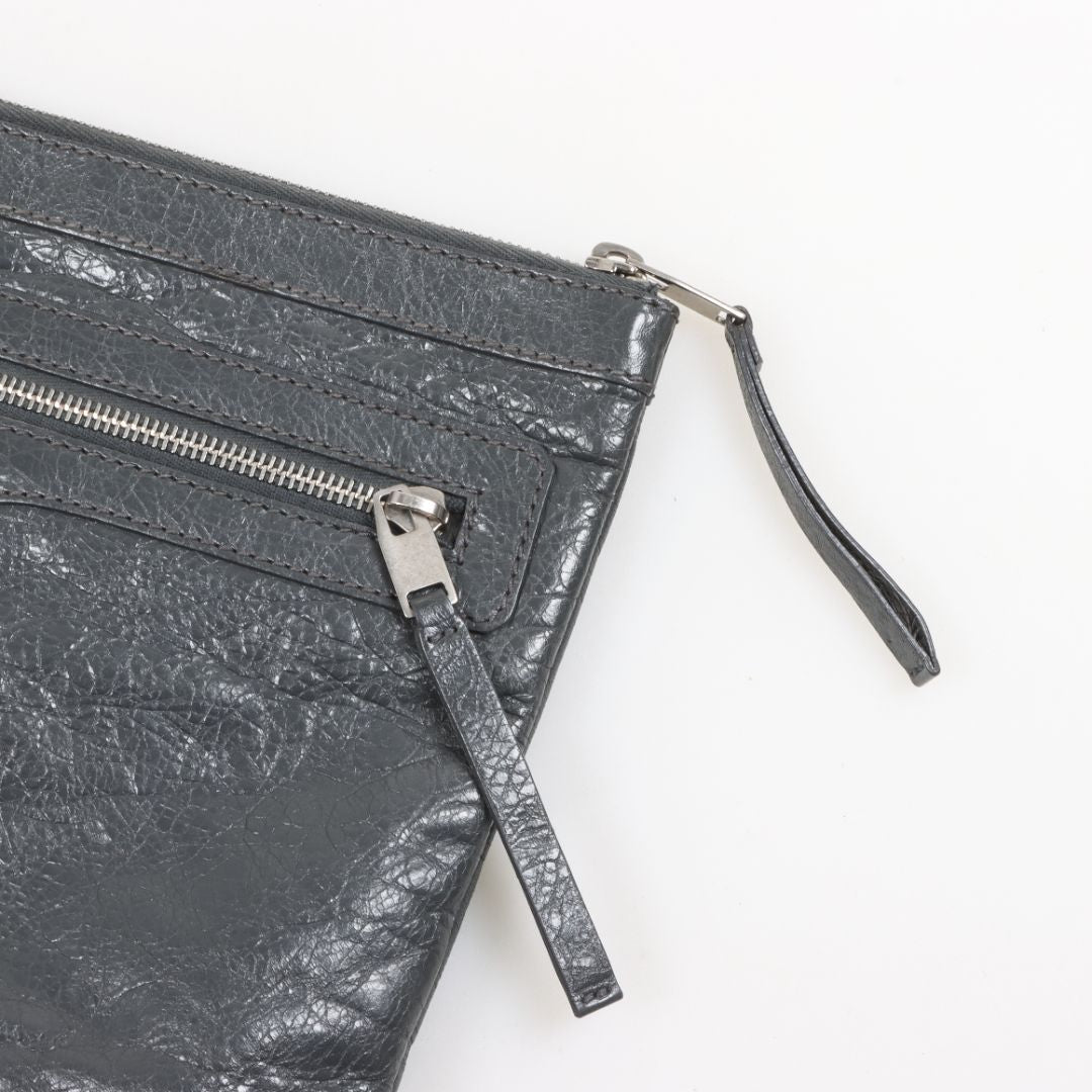 Balenciaga Leather Motorcross Classic Clip Clutch