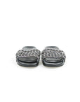 Chanel Tweed Leather Chain Slides Size 35