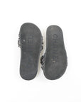 Chanel Tweed Leather Chain Slides Size 35