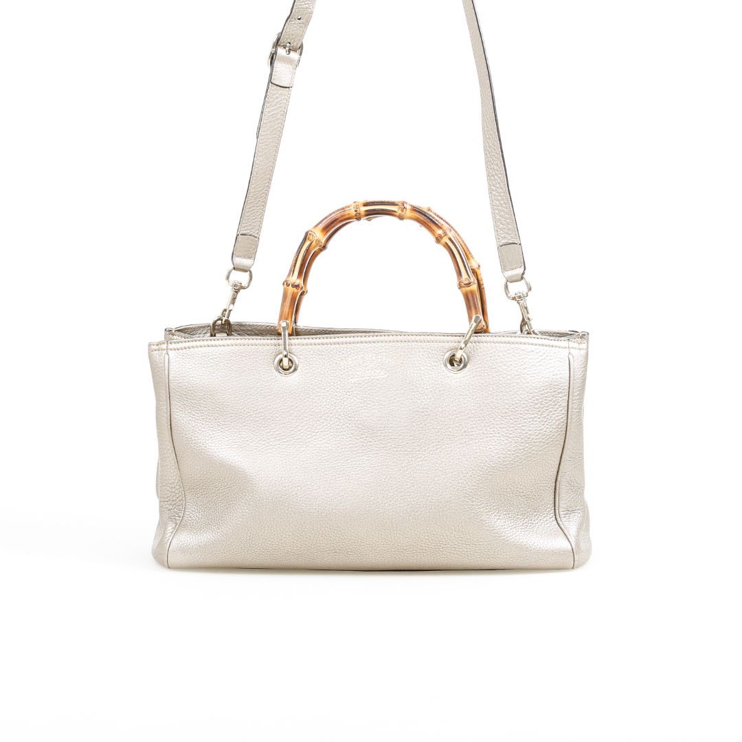 Gucci Medium Leather Bamboo Shopper Tote