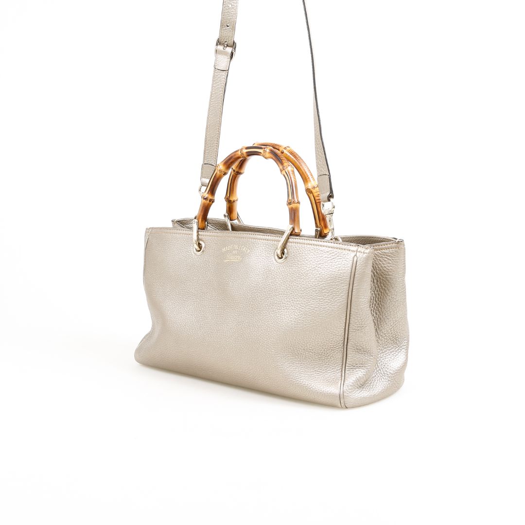 Gucci Medium Leather Bamboo Shopper Tote