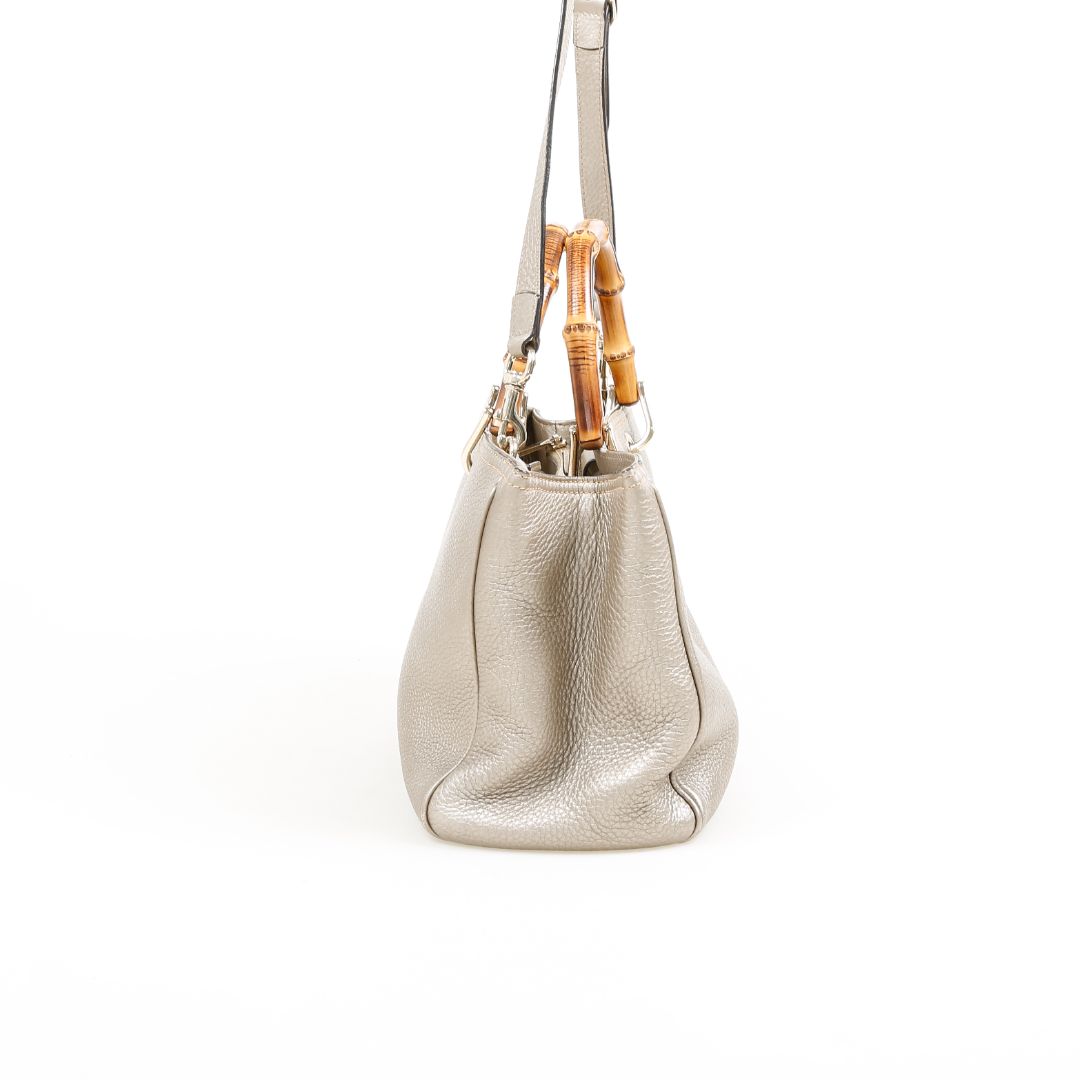 Gucci Medium Leather Bamboo Shopper Tote