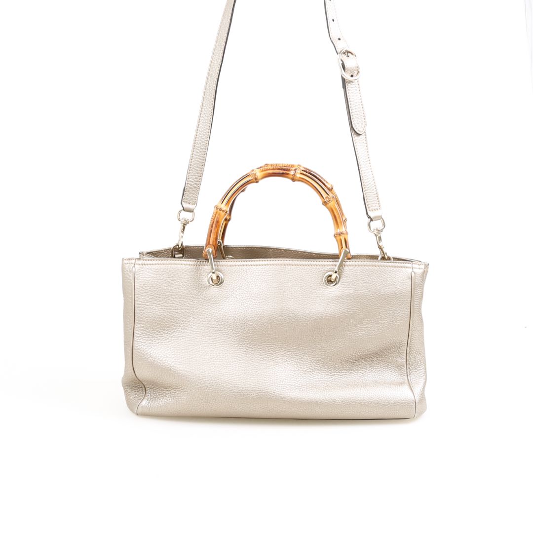 Gucci Medium Leather Bamboo Shopper Tote