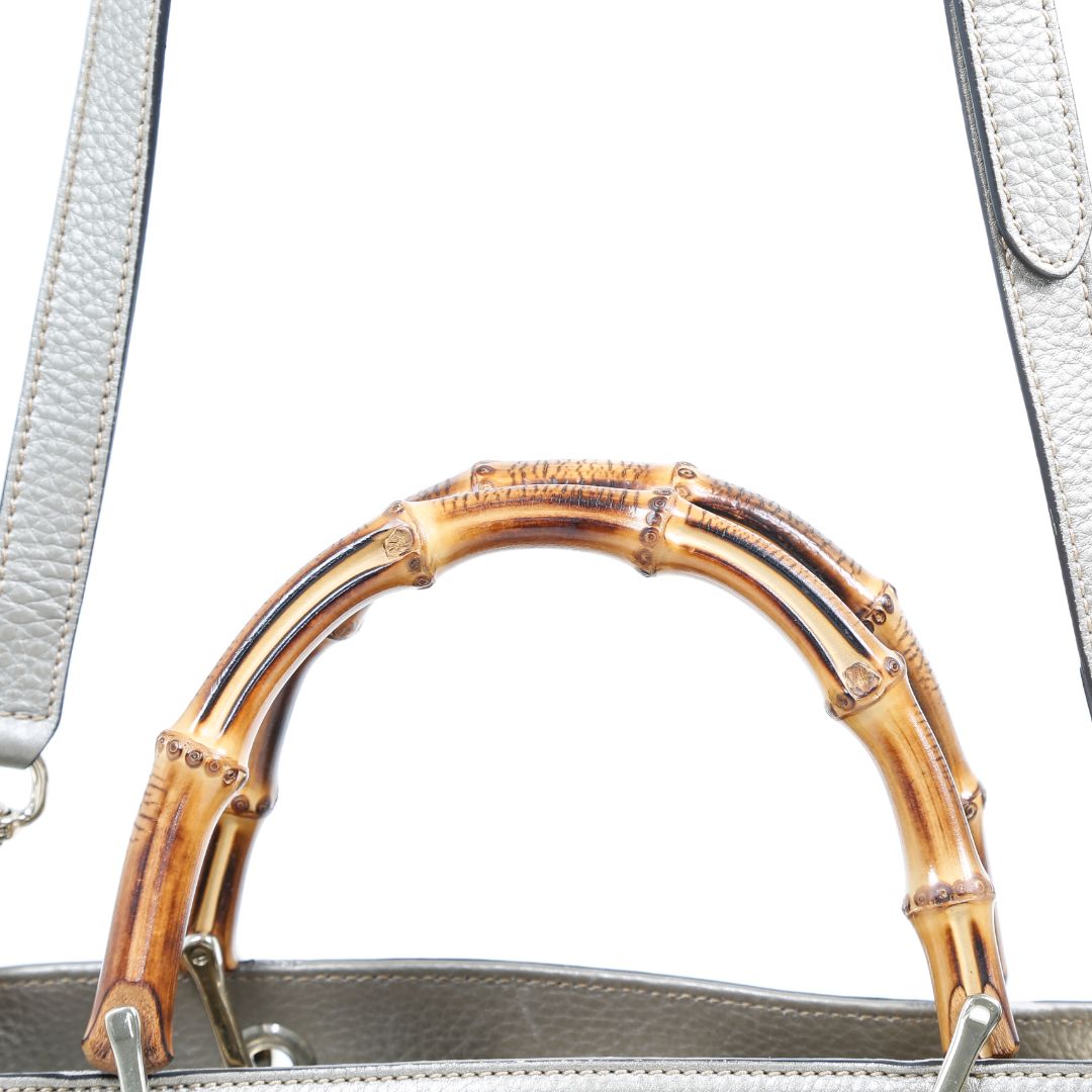 Gucci Medium Leather Bamboo Shopper Tote