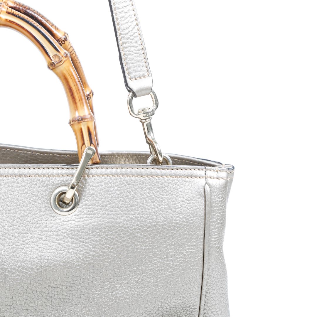 Gucci Medium Leather Bamboo Shopper Tote