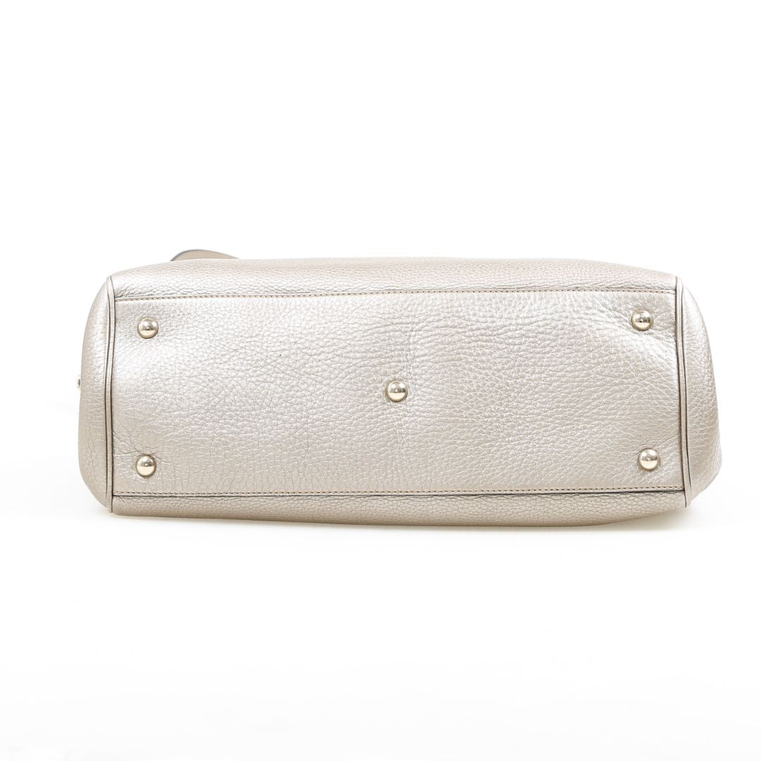 Gucci Medium Leather Bamboo Shopper Tote