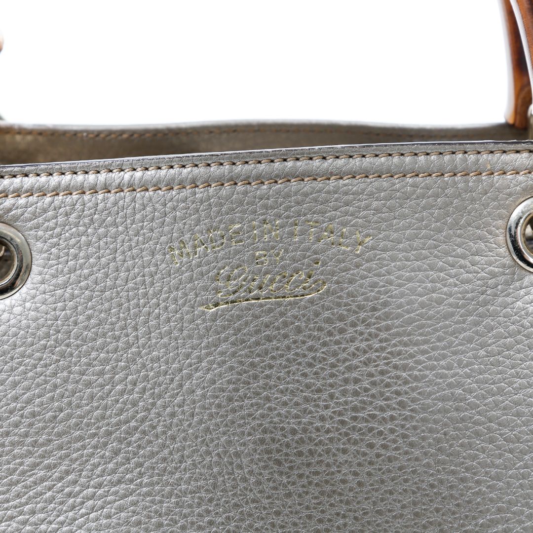 Gucci Medium Leather Bamboo Shopper Tote