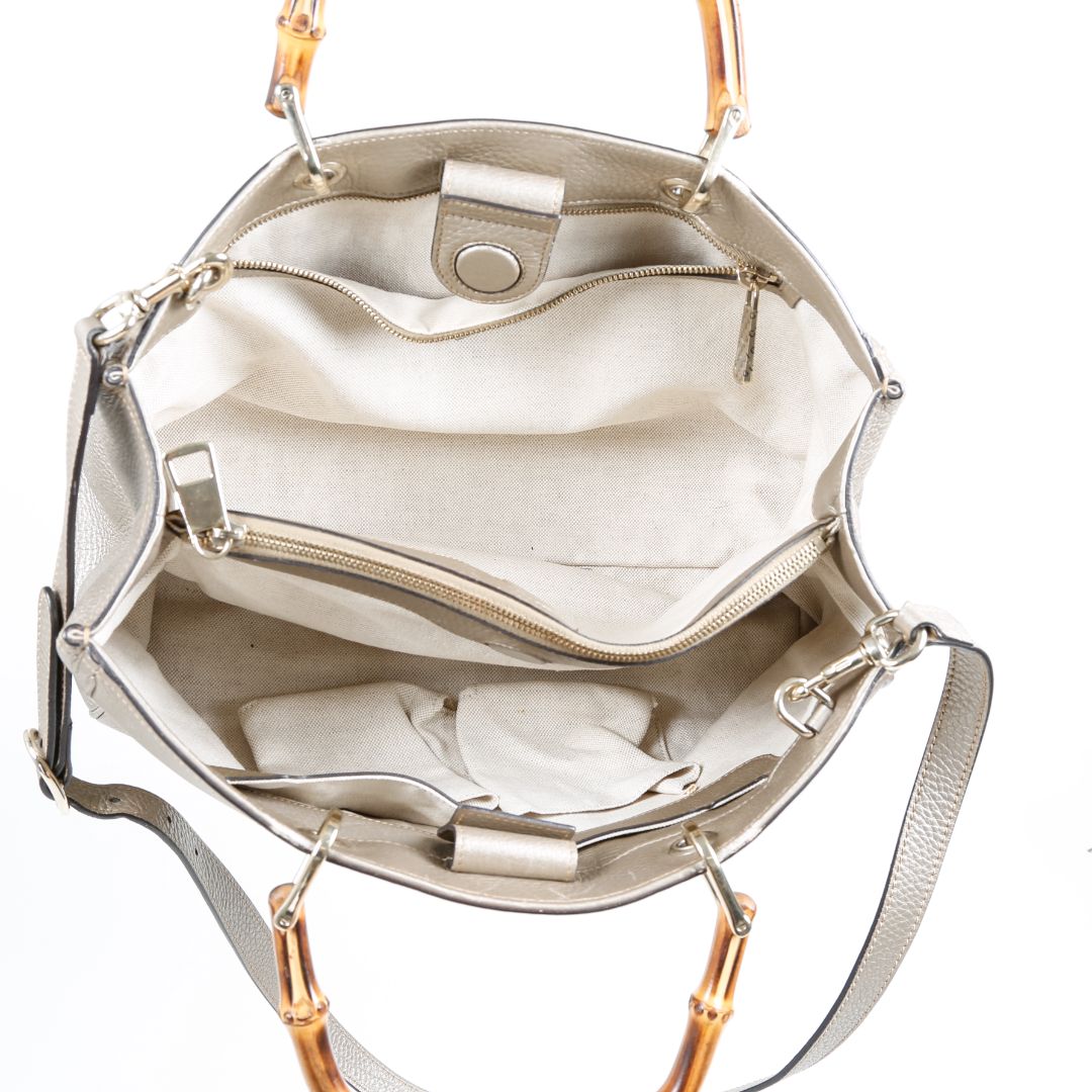Gucci Medium Leather Bamboo Shopper Tote