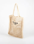 Prada Raffia Logo Tote Bag