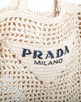 Prada Raffia Logo Tote Bag