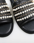 Chanel 20P Pearl Chain Slippers Size L