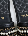 Chanel 20P Pearl Chain Slippers Size L