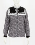 Saint Laurent Lace Trim Velvet and Floral Shirt Size FR 36 | AU 8