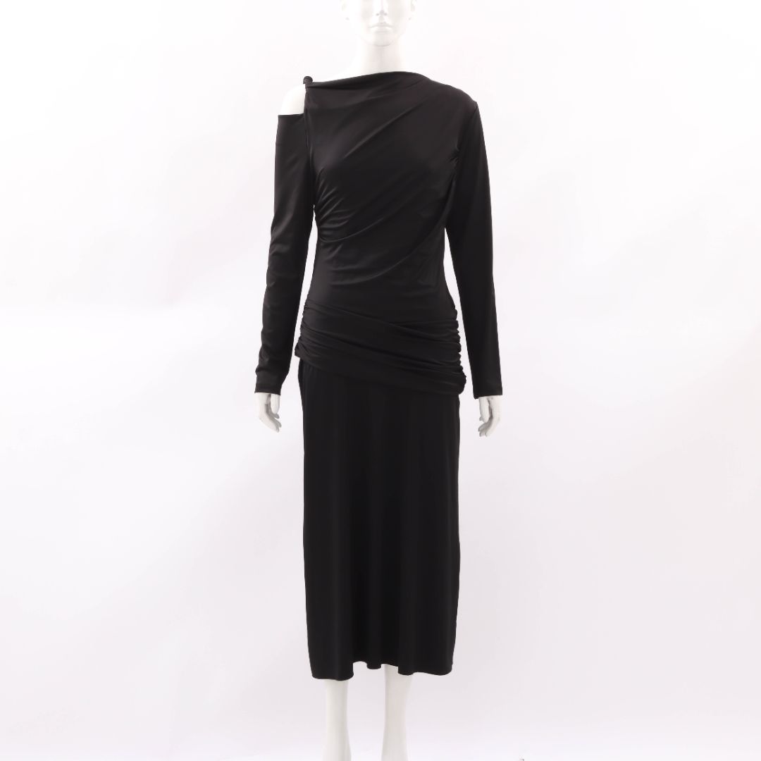 Victoria Beckham Cold Shoulder Ruched Jersey Dress Size 10
