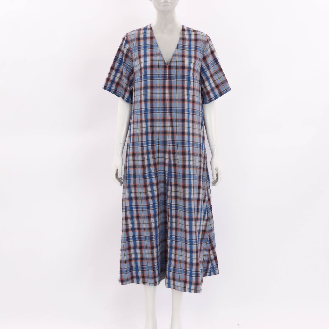 Lee Mathews Gingham SS Midi Dress Size 3