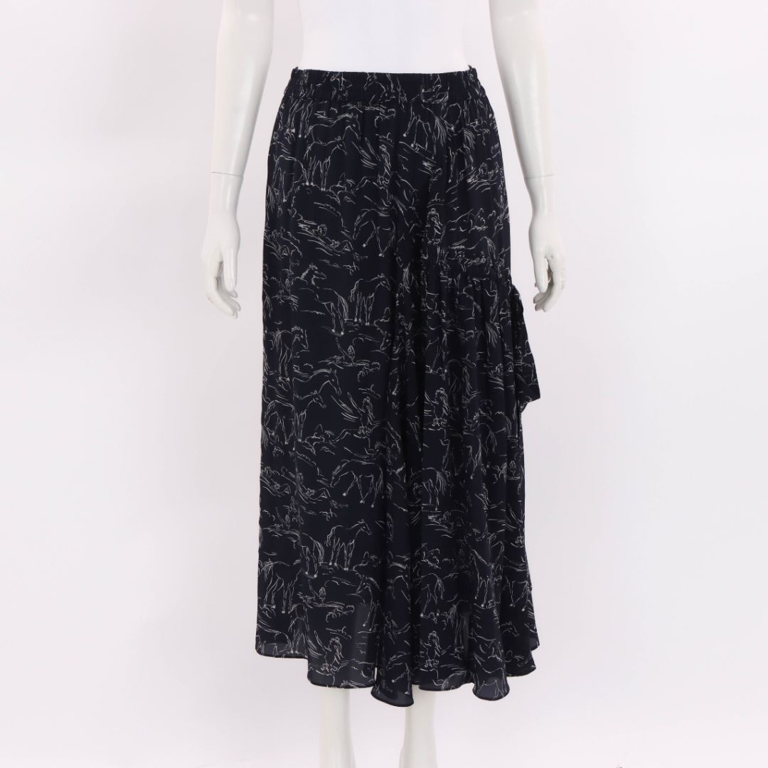 Lee Mathews Silk Horse Print Midi Skirt Size 1
