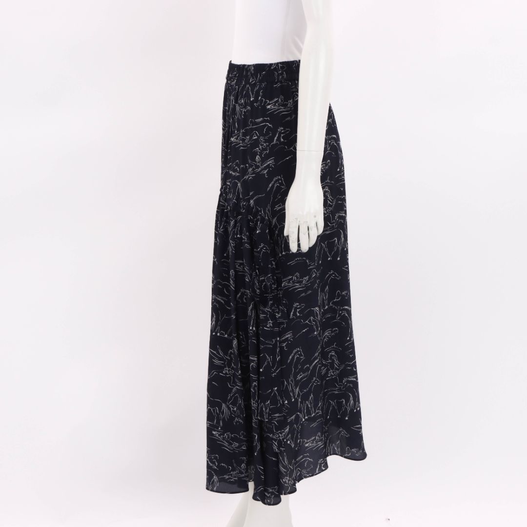 Lee Mathews Silk Horse Print Midi Skirt Size 1