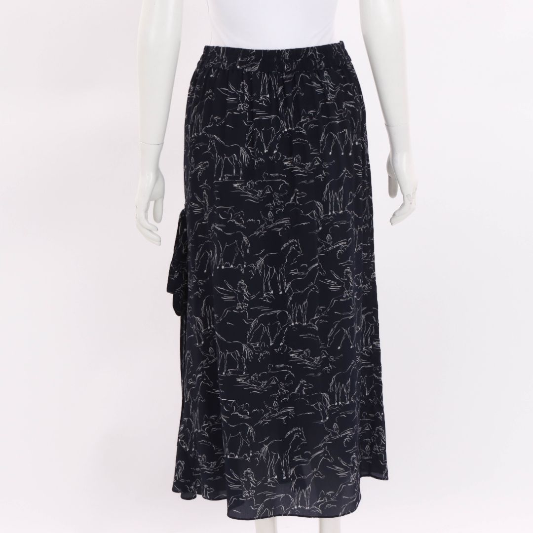 Lee Mathews Silk Horse Print Midi Skirt Size 1