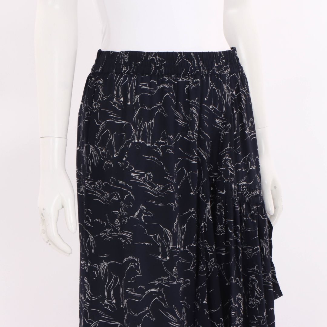 Lee Mathews Silk Horse Print Midi Skirt Size 1