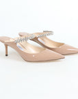 Jimmy Choo Patent Leather Crystal Strap Mules Size 38.5