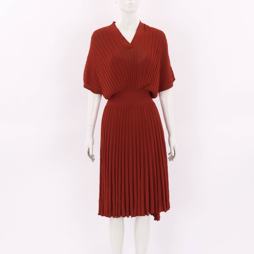 Scanlan Theodore Pleated Midi Dress Size Small