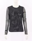 Blumarine Sequin Logo Mesh Top Size M