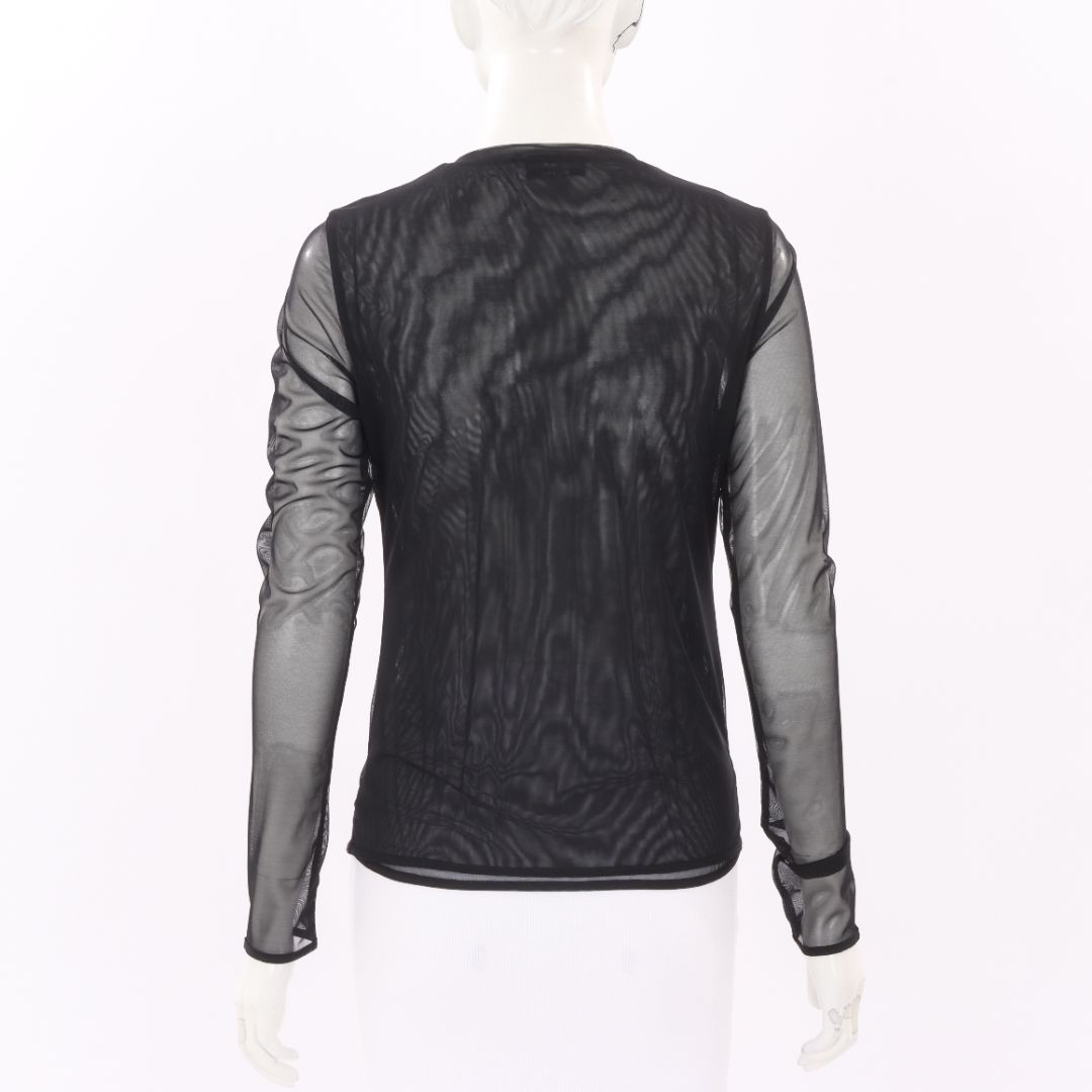 Blumarine Sequin Logo Mesh Top Size M