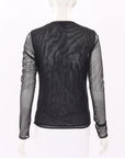 Blumarine Sequin Logo Mesh Top Size M