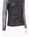 Blumarine Sequin Logo Mesh Top Size M