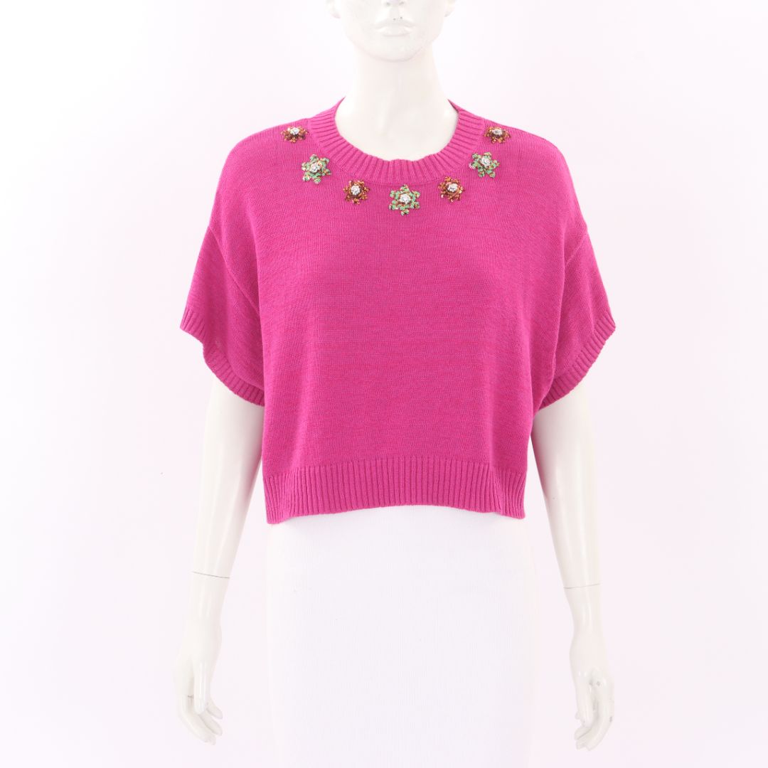 Max & Co Sequined Cropped Knit Top Size M