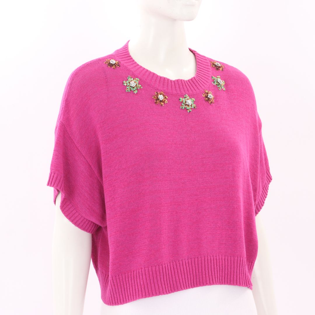 Max & Co Sequined Cropped Knit Top Size M