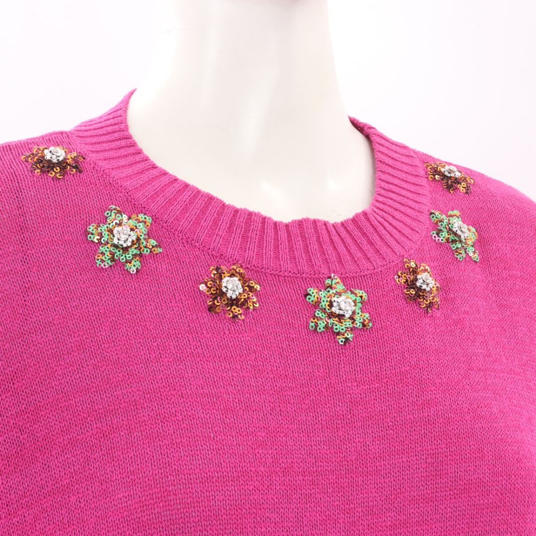 Max & Co Sequined Cropped Knit Top Size M