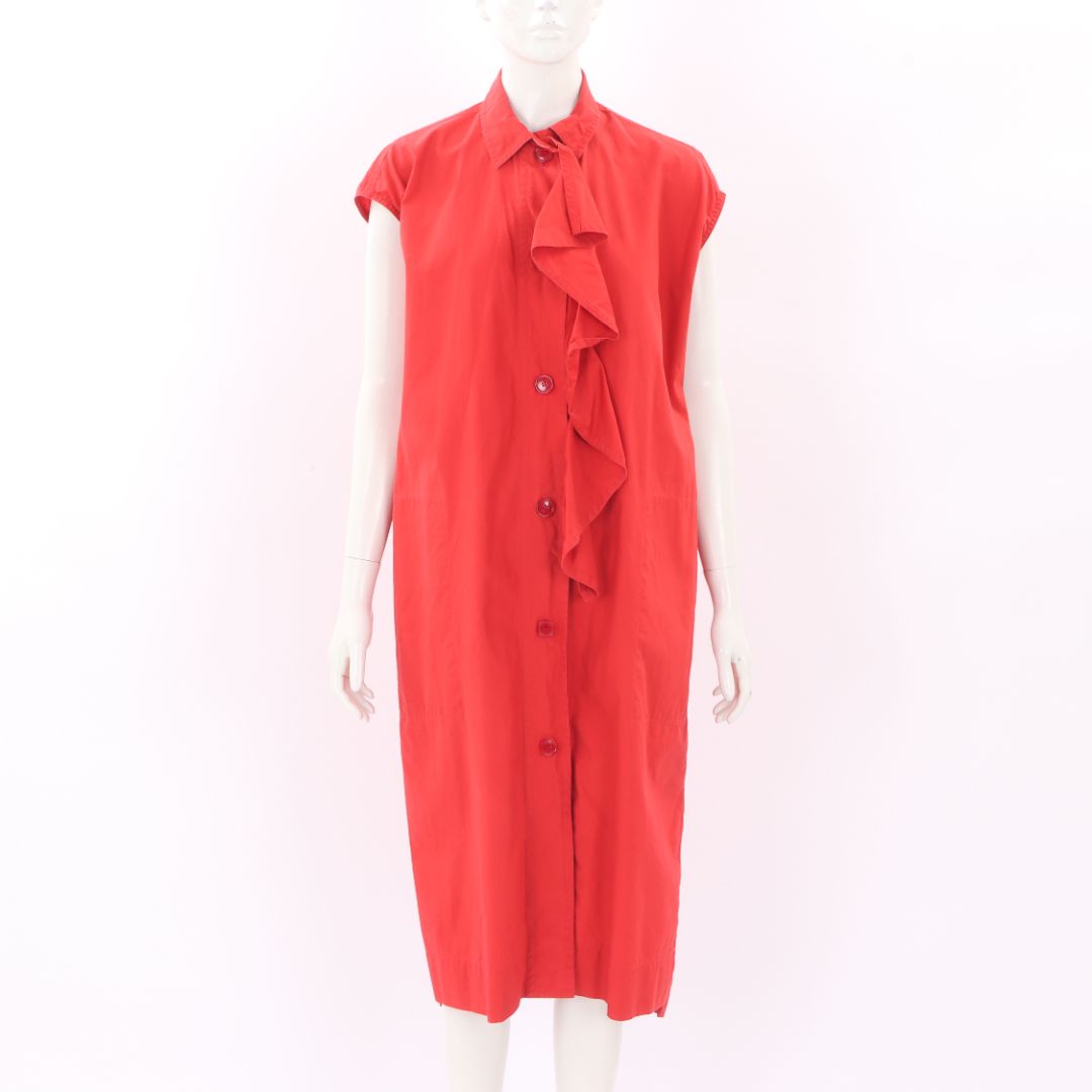 Sofie D'Hoore Ruffle Cotton Midi Dress Size FR 40 | AU 12