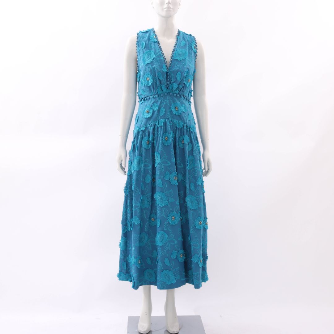 Farm Rio 3D Flower V Neck Dress Size M
