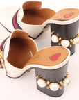 Gucci Peyton GG Pearl Studded Mules Size 39.5
