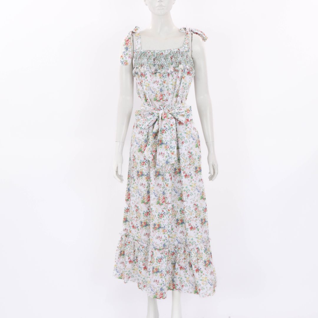 Loretta Caponi Floral Armida Cotton Dress Size M