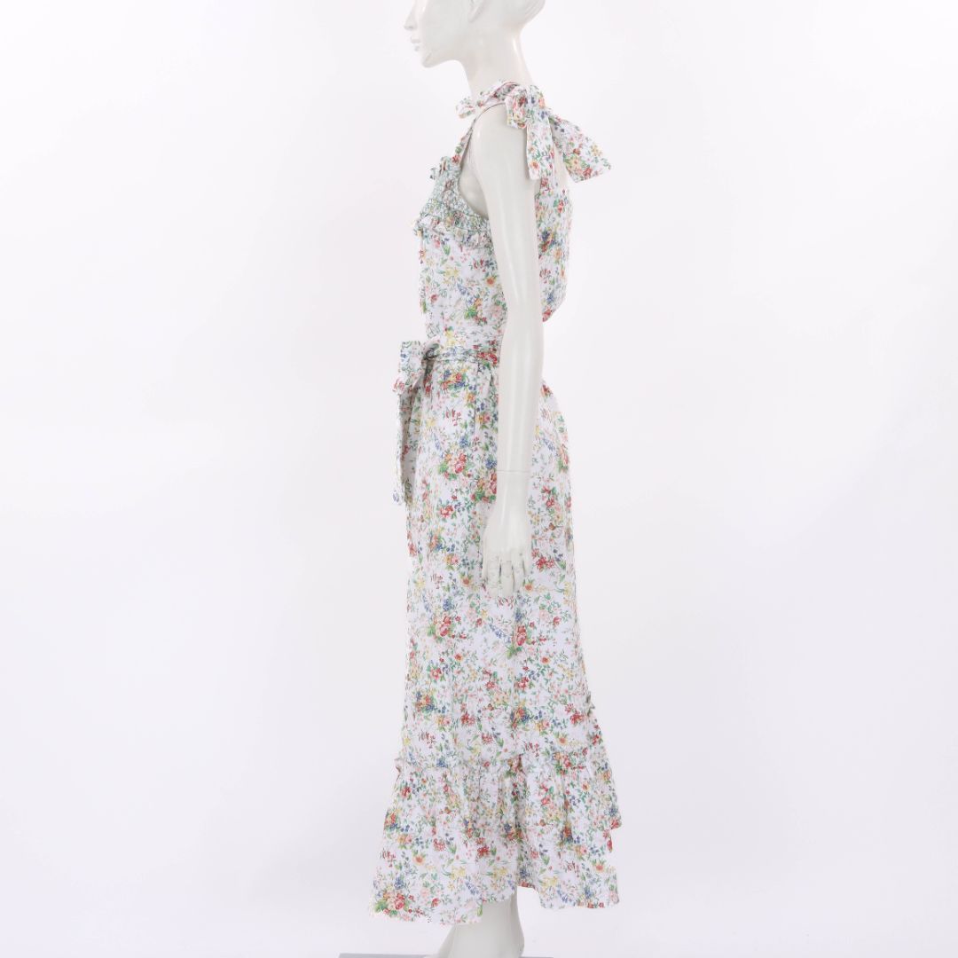 Loretta Caponi Floral Armida Cotton Dress Size M