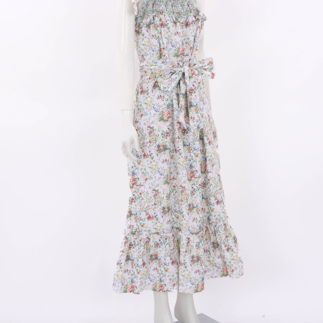 Loretta Caponi Floral Armida Cotton Dress Size M
