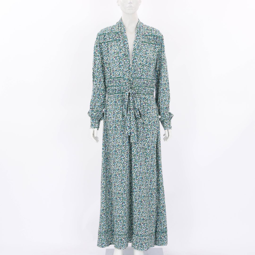 Loretta Caponi Floral Krizia Midi Dress Size Large