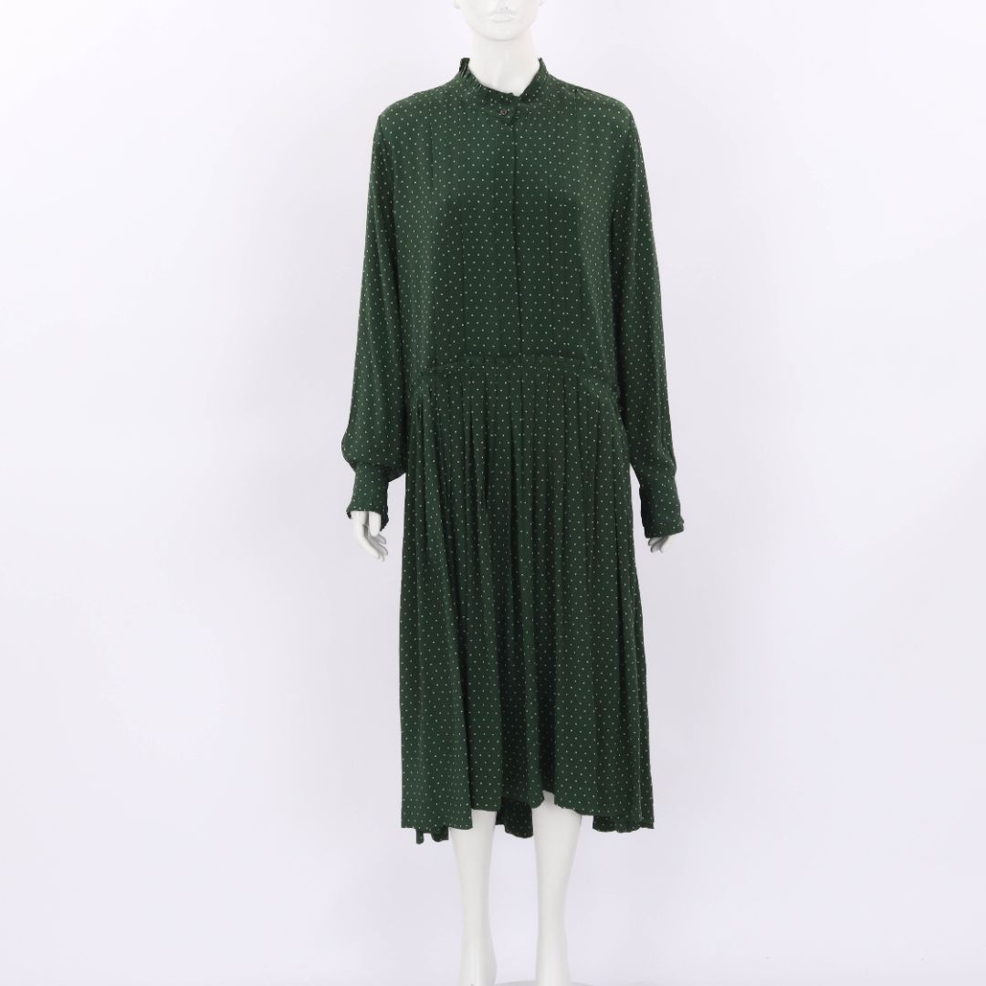 Lee Mathews Silk Pleated Polka Dot Dress Size 3