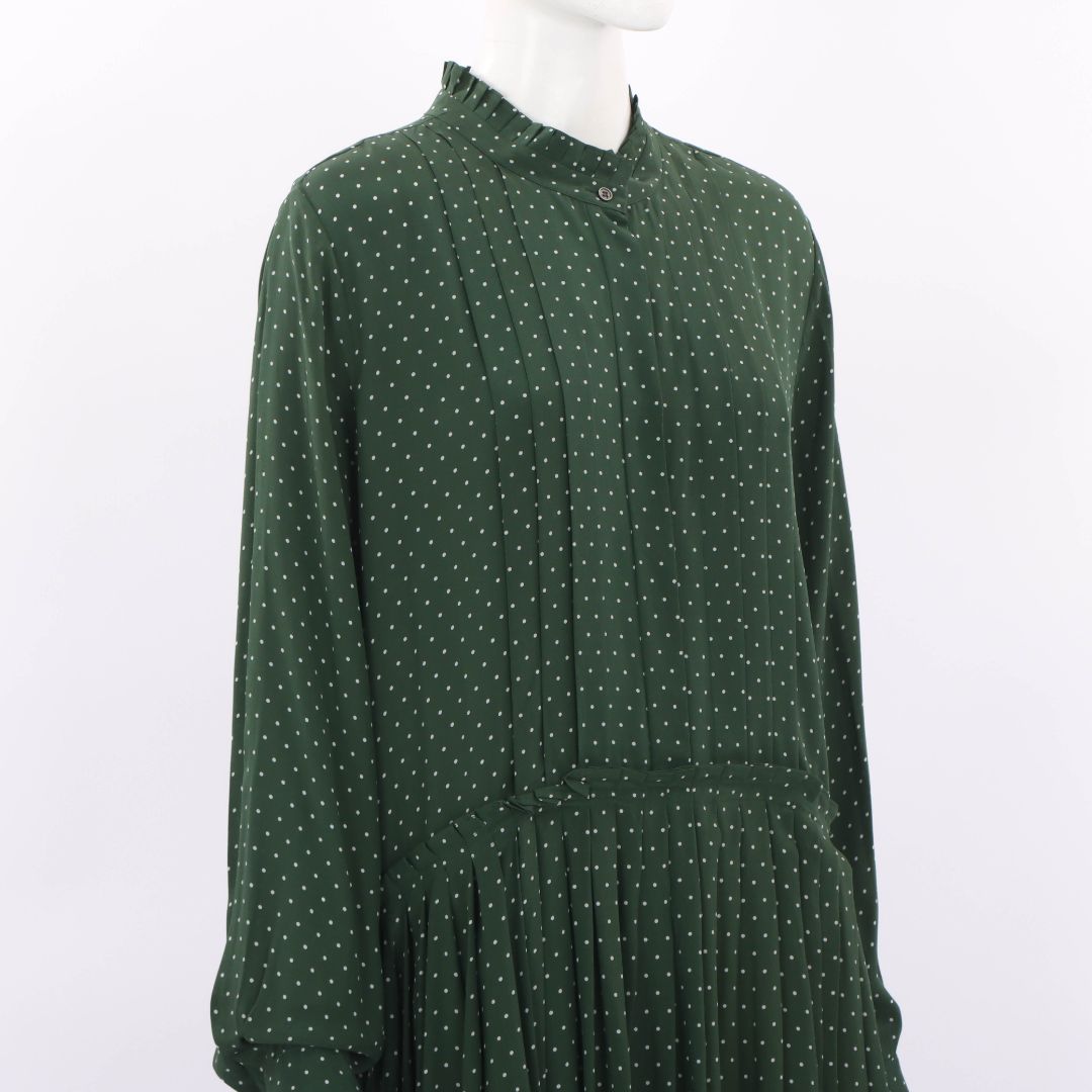 Lee Mathews Silk Pleated Polka Dot Dress Size 3