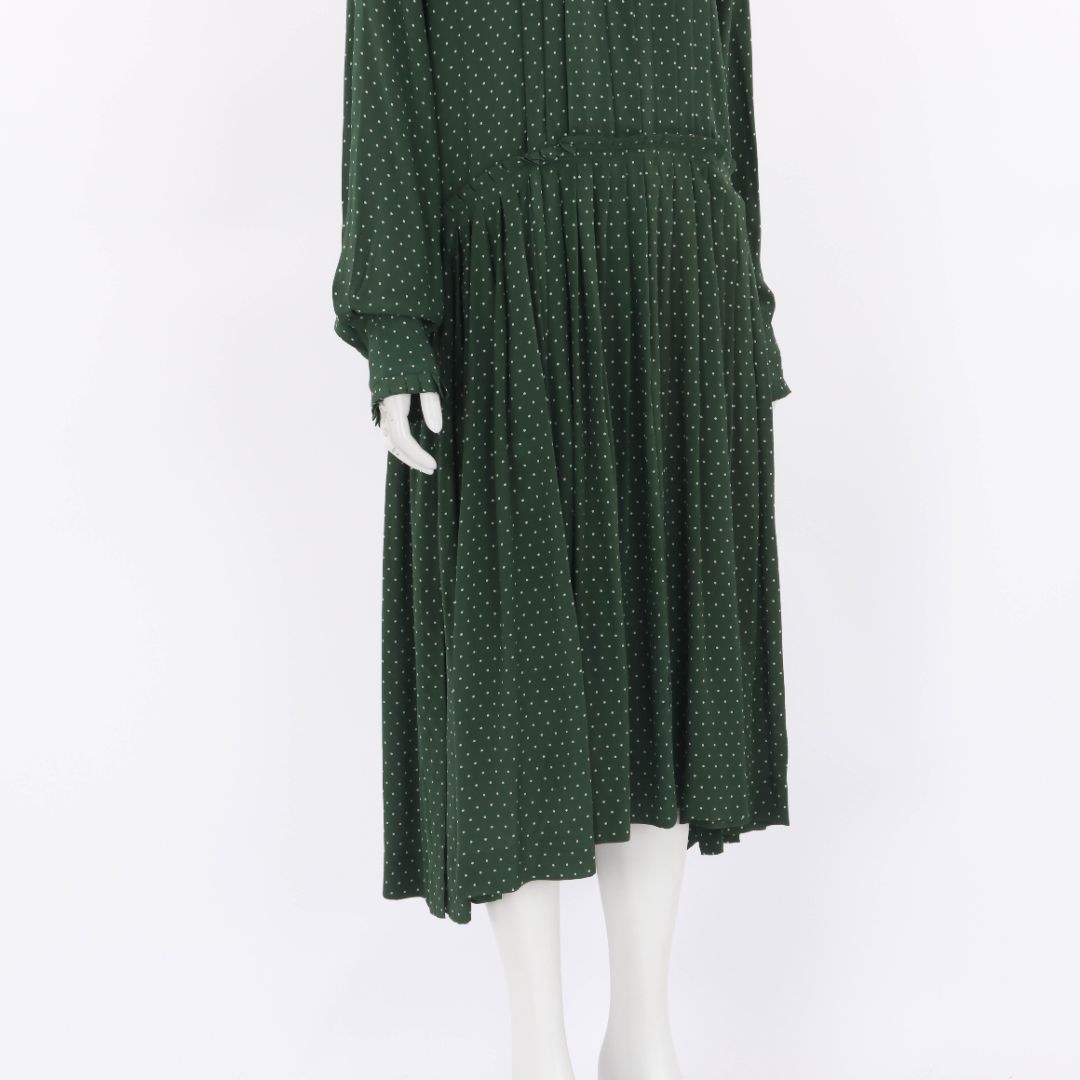 Lee Mathews Silk Pleated Polka Dot Dress Size 3