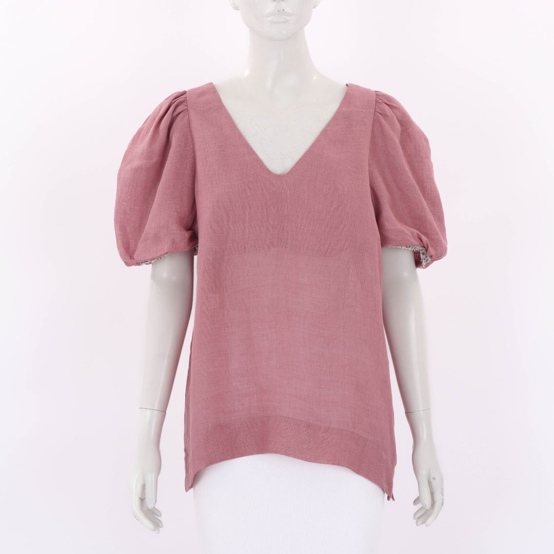 The Flatiron Label Linen Puff Sleeve Top Size 2