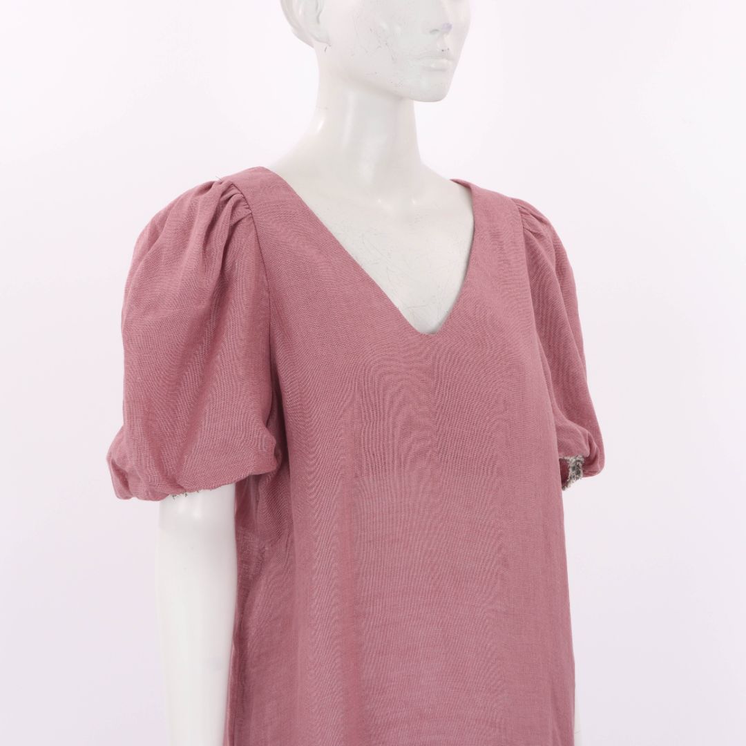 The Flatiron Label Linen Puff Sleeve Top Size 2