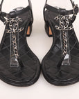 Chanel CC Logo Chain Link Thong Sandals Size 38