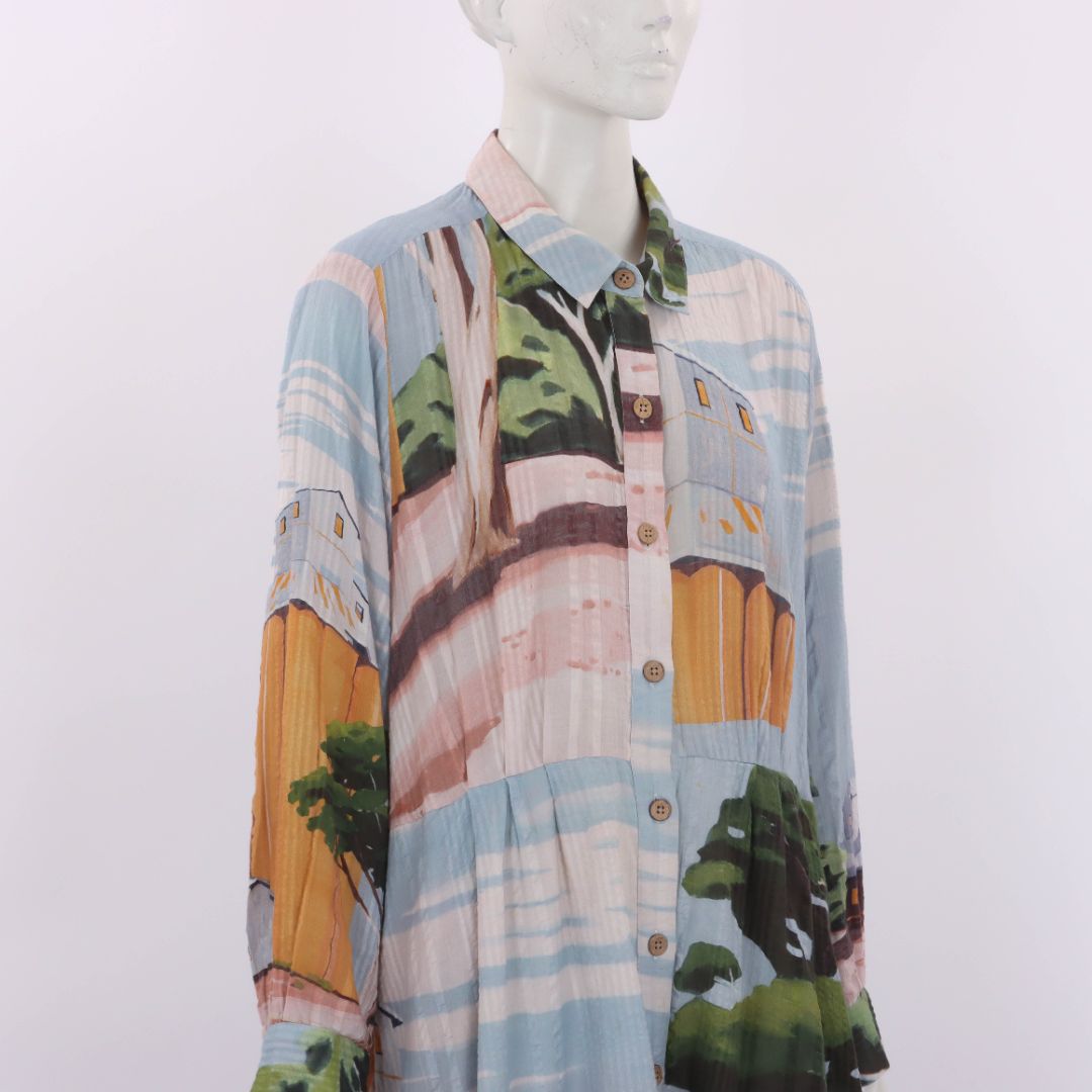 Nancy Bird Printed Midi Shirt Dress Size XL