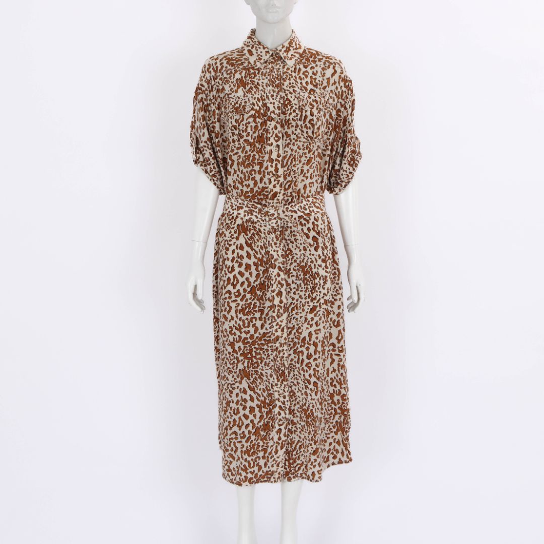 Zimmermann Utility Leopard Print Silk Dress Size 2