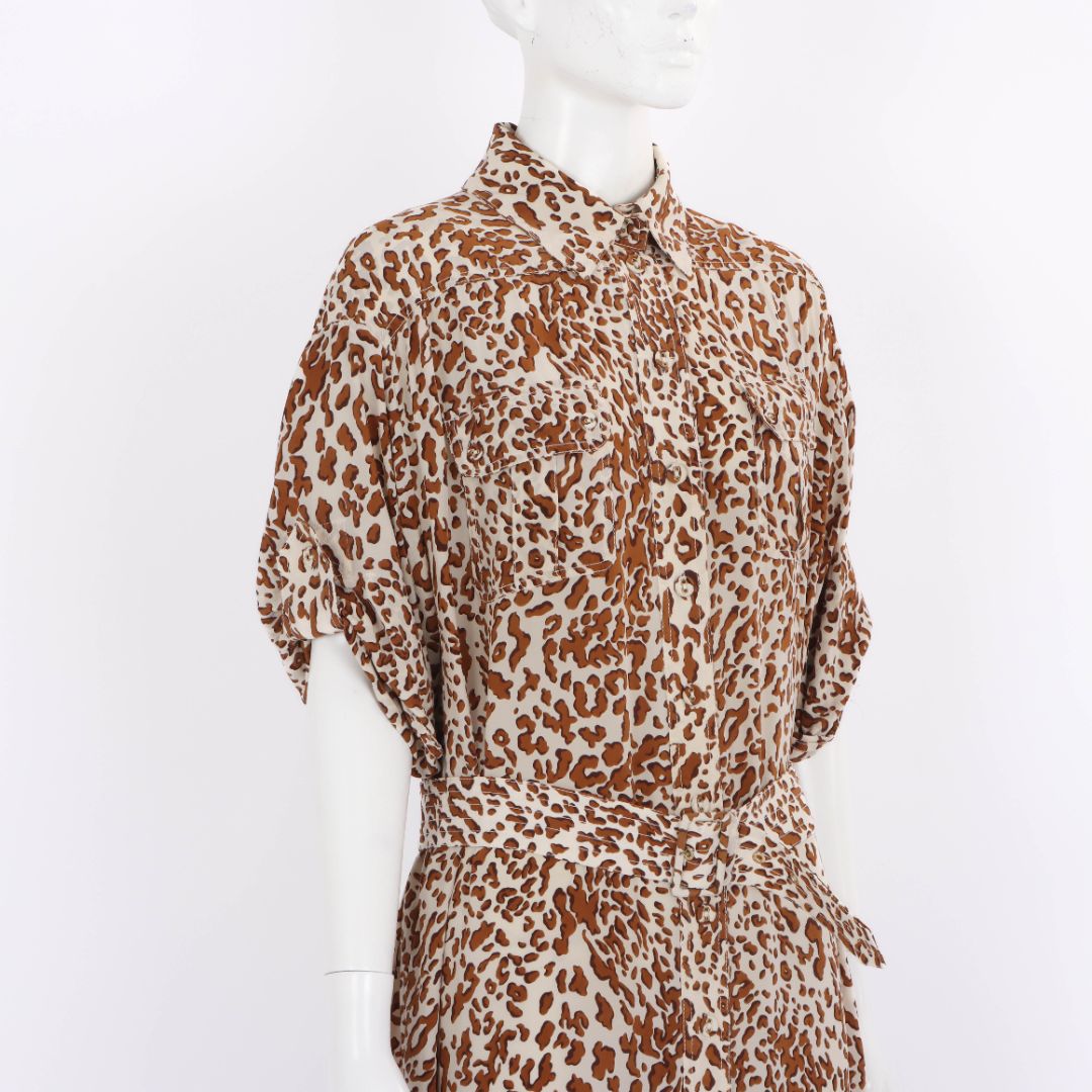 Zimmermann Utility Leopard Print Silk Dress Size 2