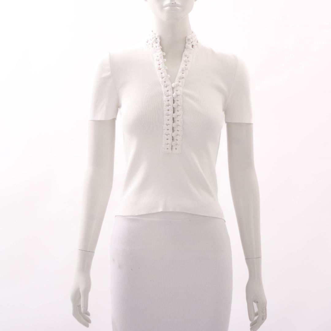 Scanlan Theodore Lace Detail Rib Knit Top Size XS